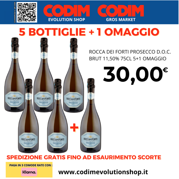 Rocca Dei Forti Prosecco D.O.C. Brut 11,50% 75cl  5+1 Omaggio