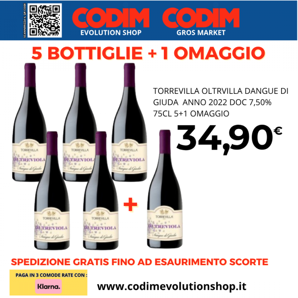 Torrevilla Oltreviola Sangue Di Giuda Anno 2022 DOC 7,50% VOL. 75cl 5+1 Omaggio