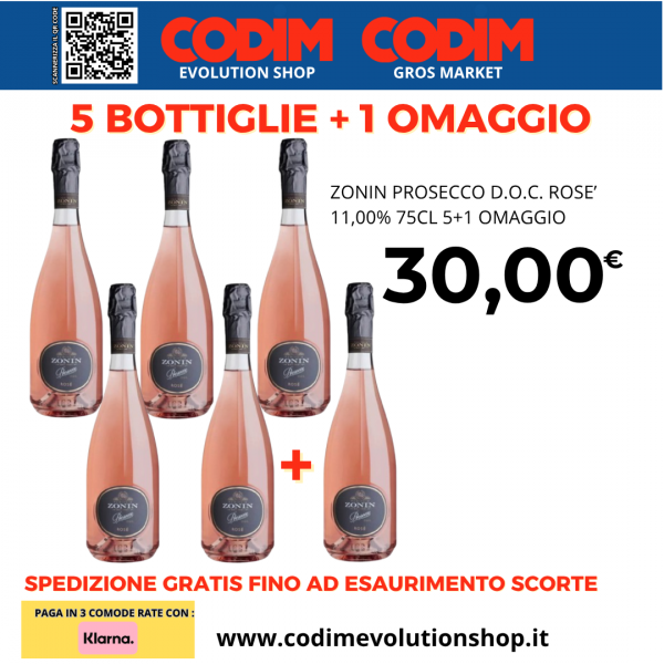 Zonin Prosecco DOC Rosè 11% Vol.75cl 5+1 Omaggio