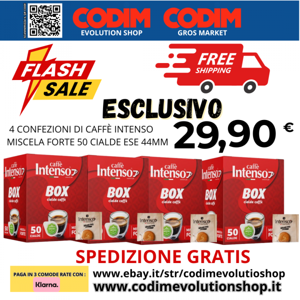 4 Confezioni Intenso Caffe’ Box Miscela Forte 50 Cialde ESE 44mm