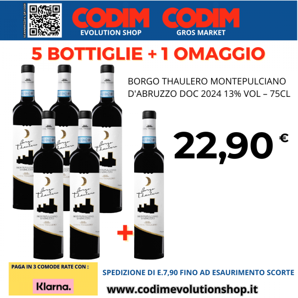 Borgo Thaulero Montepulciano D’Abruzzo ANNO 2024 DOC 13% Vol. 75cl 5+1 OMAGGIO