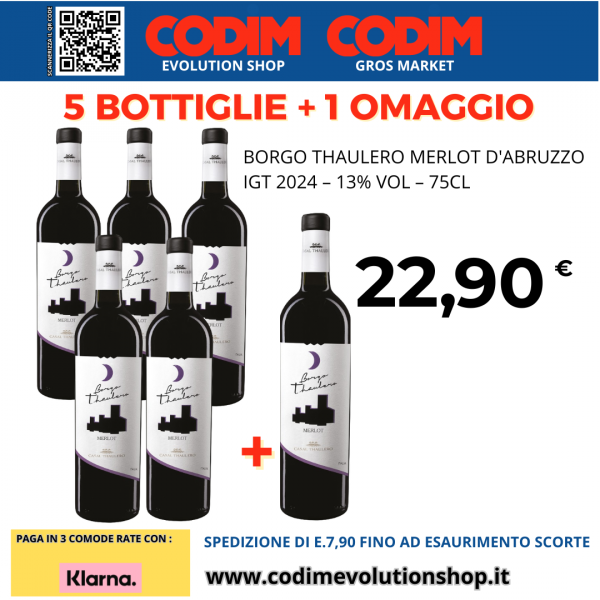 Borgo Thaulero Merlot  ANNO 2024 IGT 13% Vol. 75cl 5+1 OMAGGIO