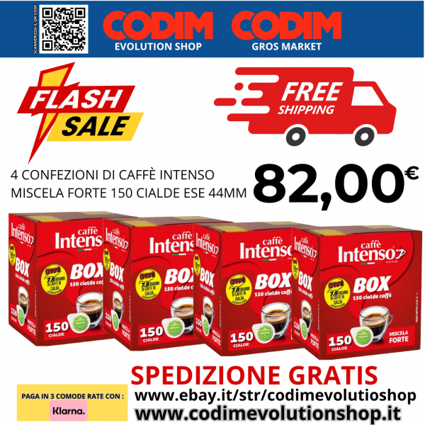 4 Confezioni Intenso Caffe’ Box Miscela Forte 150 Cialde ESE 44mm