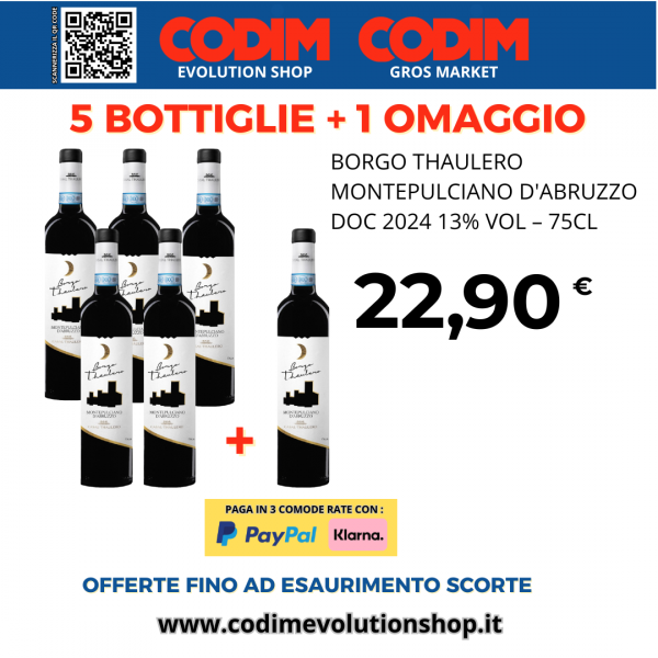 Borgo Thaulero Montepulciano D’Abruzzo ANNO 2024 DOC 13% Vol. 75cl 5+1 OMAGGIO
