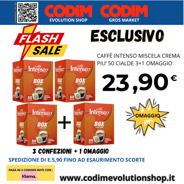 Intenso Caffe’ Box Miscela Crema Piu’ 50 Cialde ESE 44mm 3+1 Omaggio