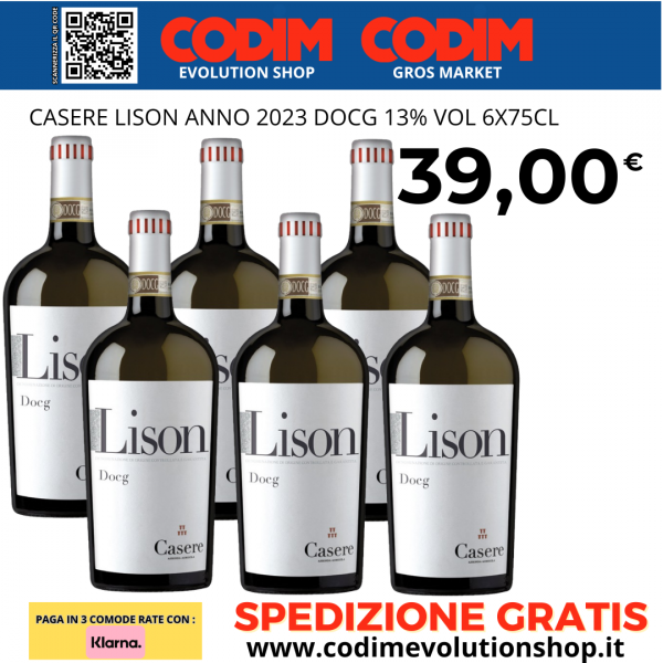 6 Bottiglie Casere Lison ANNO 2023 DOCG 13% Vol.75cl