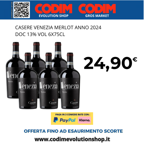 Casere Venezia Merlot ANNO 2024 DOC 13% Vol. 6X75cl