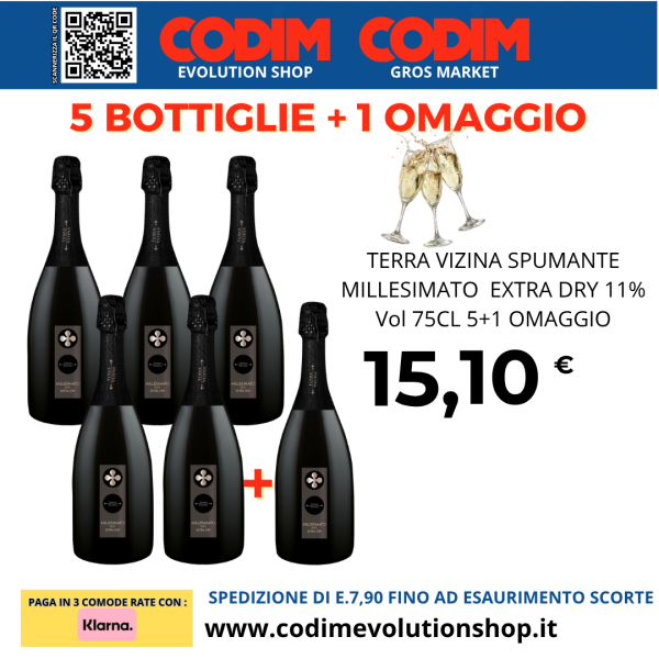 Terra Vizina Spumante Millesimato Extra Dry Dry 11% Vol. 75cl 5+1 Omaggio