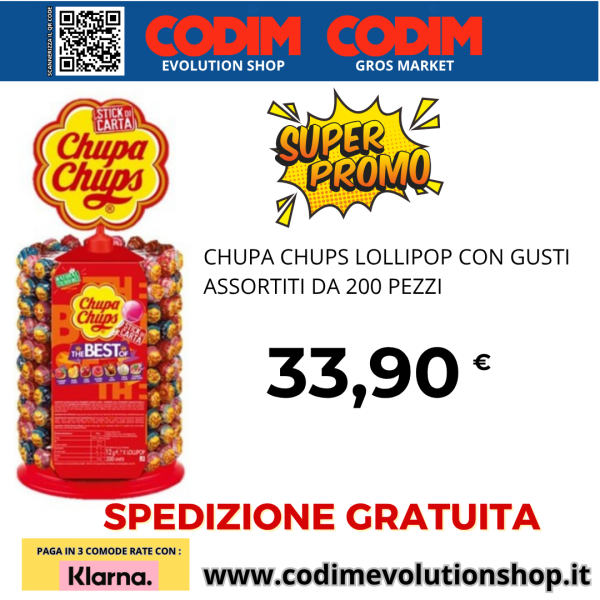 Chupa Chups Ruota The Best Lecca Lecca Frutti Assortiti da 200 Pezzi