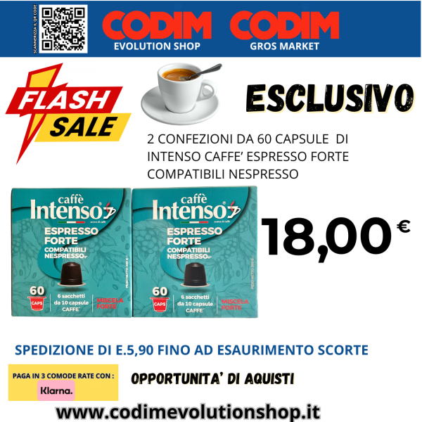 2 Confezioni di Intenso Caffe’ Espresso Forte Compatibili Nespresso da 60 Capsule