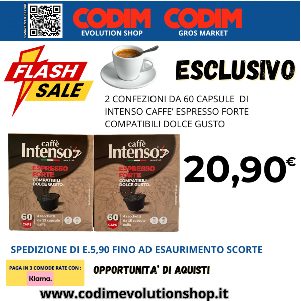 2 Confezioni di Intenso Caffe’ Espresso Forte Compatibili Nespresso da 60 Capsule
