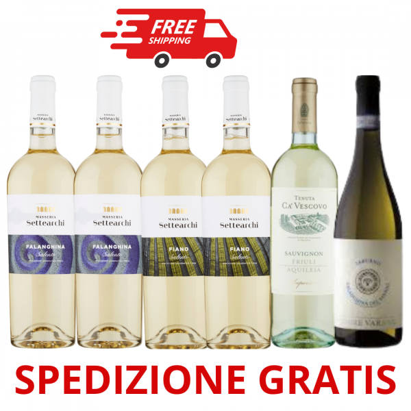 6 Bottiglie 75cl Miste di Vino Bianco ANNO 2021