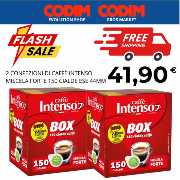 2 Confezioni Intenso Caffe’ Box Miscela Forte 150 Cialde ESE 44mm