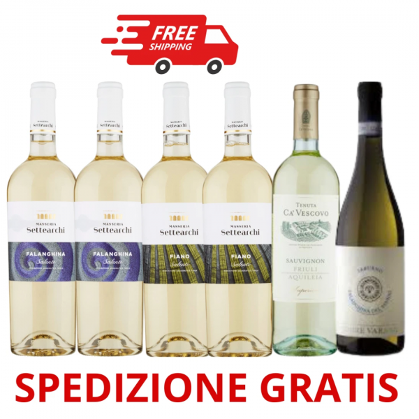 6 Bottiglie 75cl  Miste  di Vino Bianco ANNO 2021